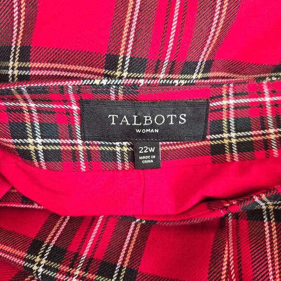 Talbots Woman Red Holiday Tartan Plaid Skirt A Line Festive Women Plus 22W - Picture 9 of 10